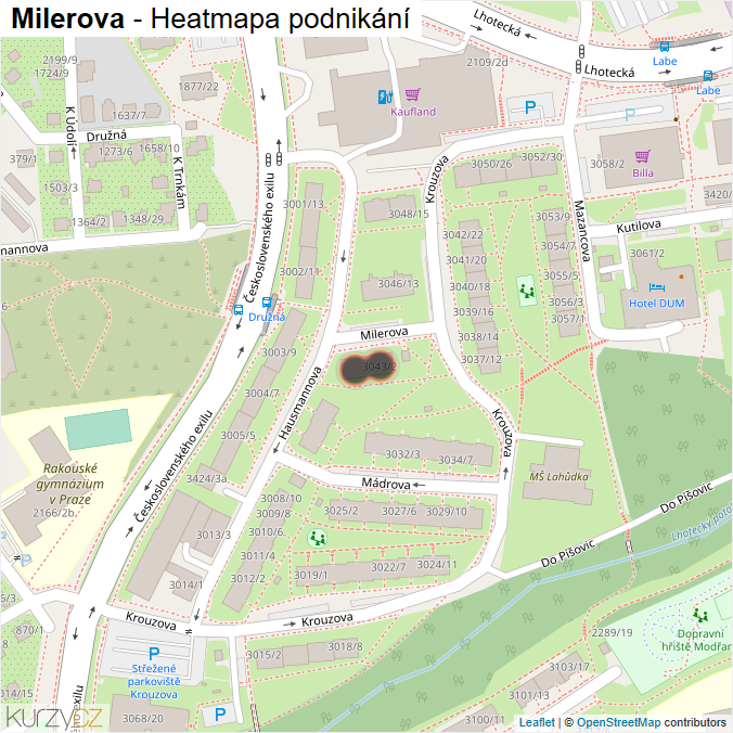 Mapa Milerova - Firmy v ulici.