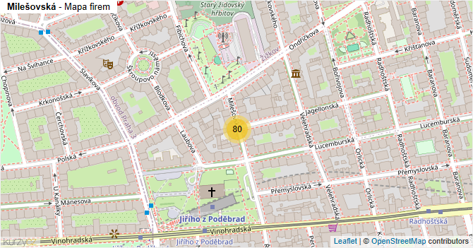 Milešovská - mapa firem
