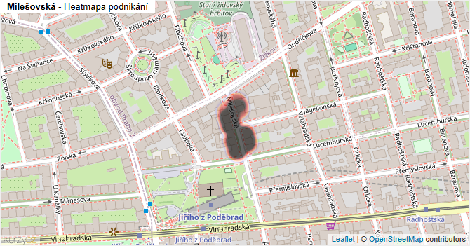 Milešovská - mapa podnikání
