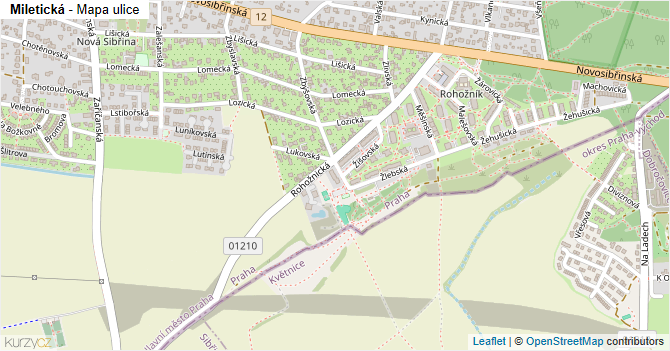 Miletická - mapa ulice