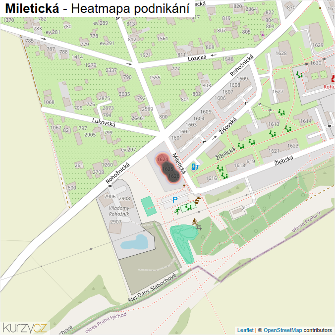 Mapa Miletická - Firmy v ulici.