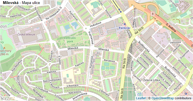Milevská - mapa ulice