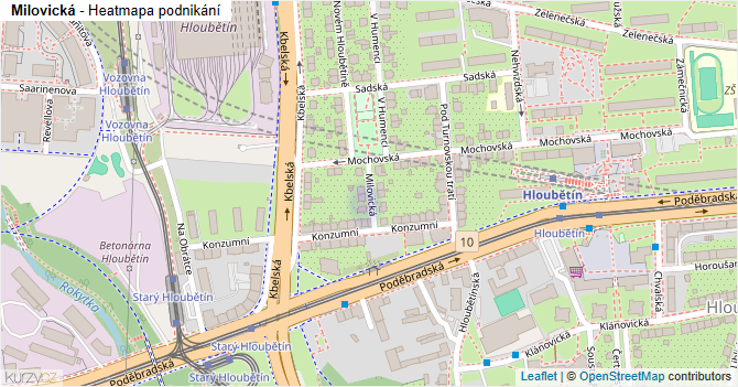 Milovická - mapa podnikání