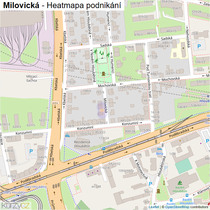 Mapa Milovická - Firmy v ulici.