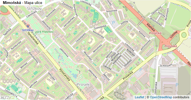 Mimoňská - mapa ulice