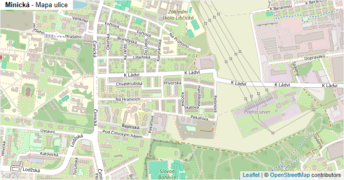 Minická - mapa ulice