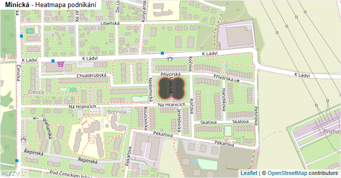 Minická - mapa podnikání