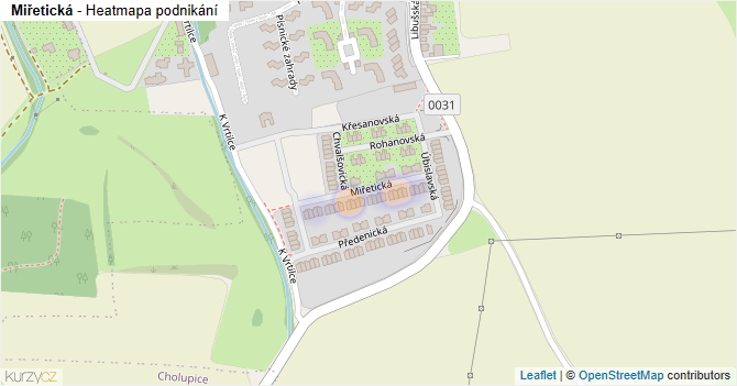 Miřetická - mapa podnikání