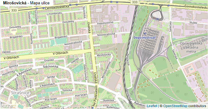 Mirošovická - mapa ulice