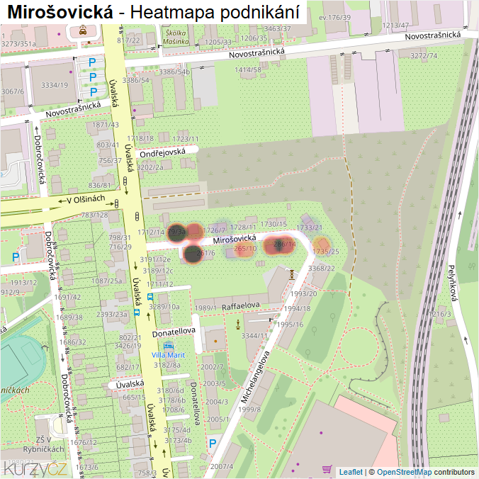 Mapa Mirošovická - Firmy v ulici.