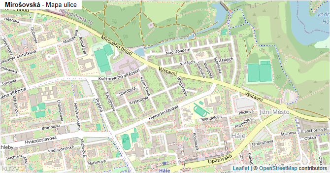 Mirošovská - mapa ulice