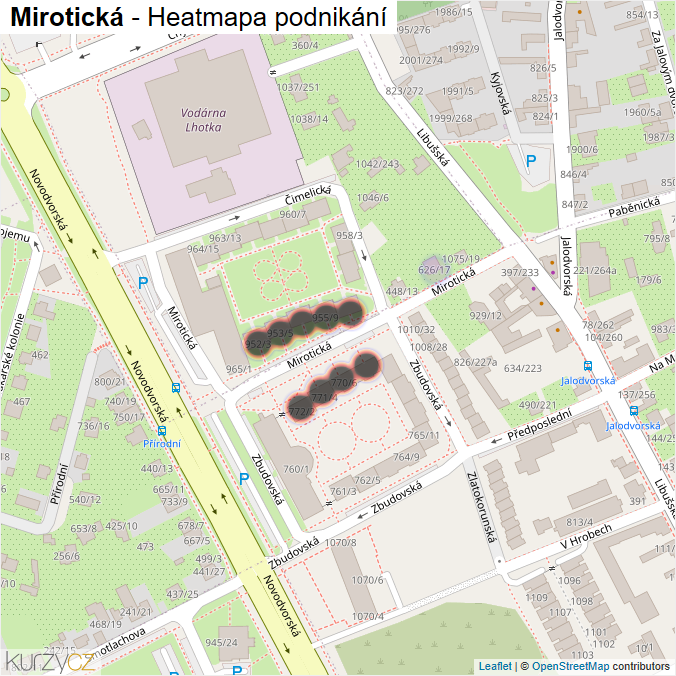 Mapa Mirotická - Firmy v ulici.