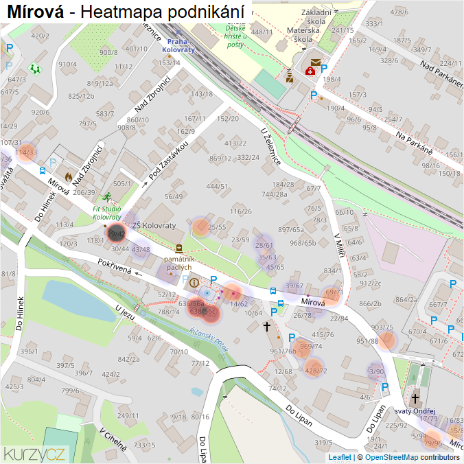 Mapa Mírová - Firmy v ulici.