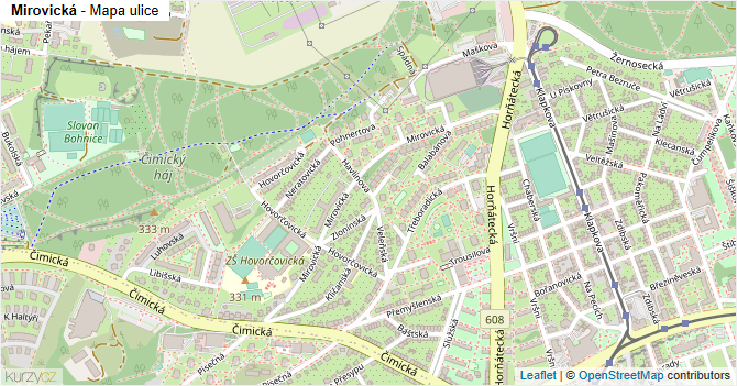 Mirovická - mapa ulice