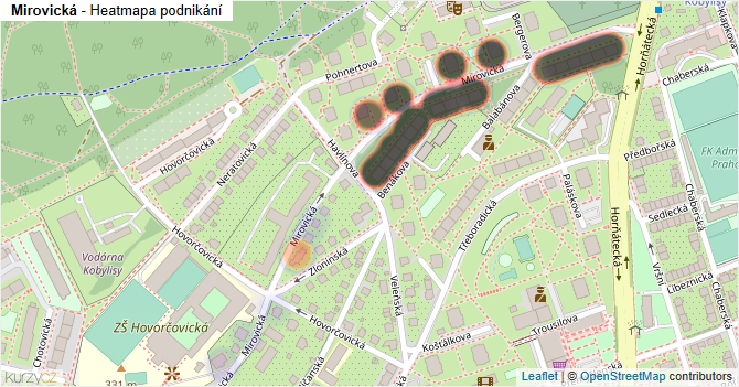 Mirovická - mapa podnikání
