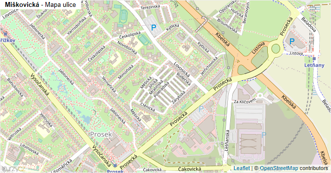 Miškovická - mapa ulice
