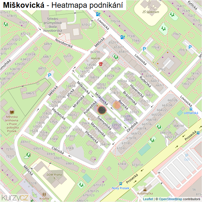 Mapa Miškovická - Firmy v ulici.