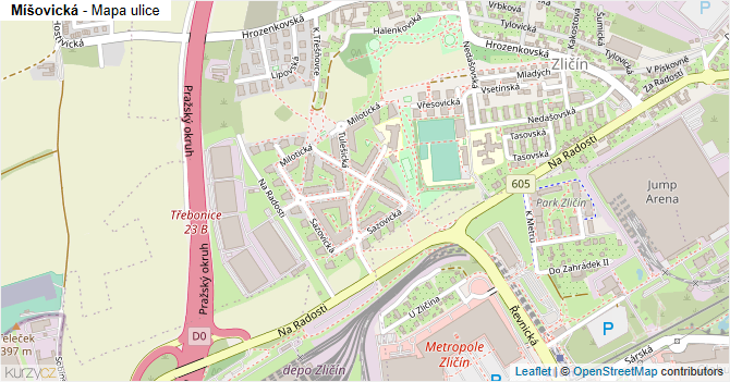 Míšovická - mapa ulice