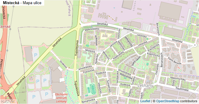 Místecká - mapa ulice