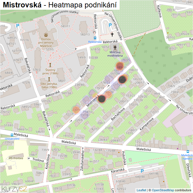 Mapa Mistrovská - Firmy v ulici.