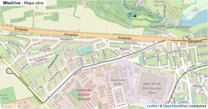 Mladčina - mapa ulice