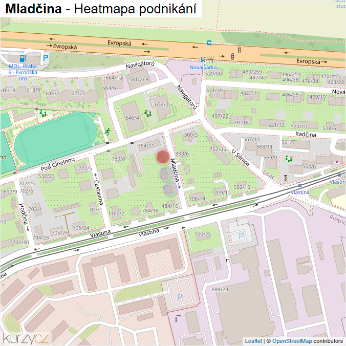 Mapa Mladčina - Firmy v ulici.