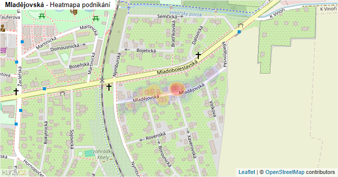 Mladějovská - mapa podnikání