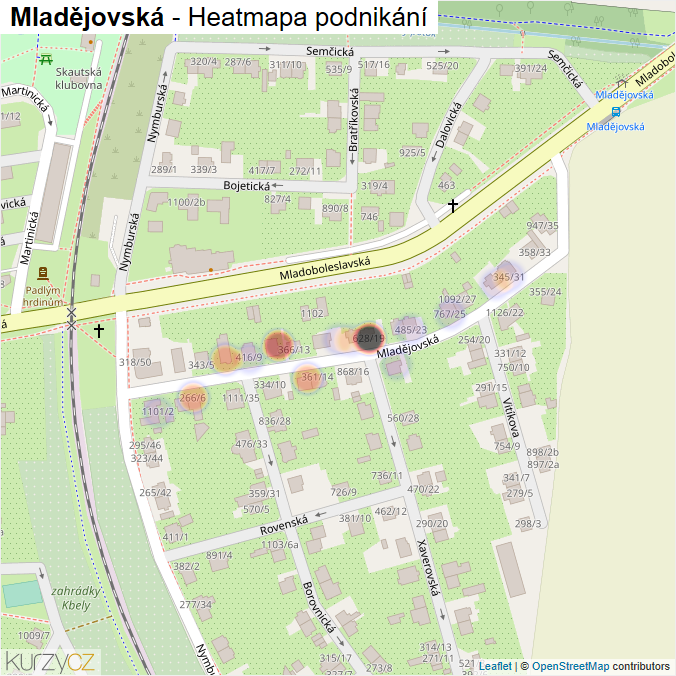 Mapa Mladějovská - Firmy v ulici.