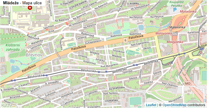 Mládeže - mapa ulice