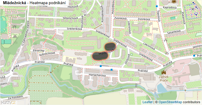 Mládežnická - mapa podnikání