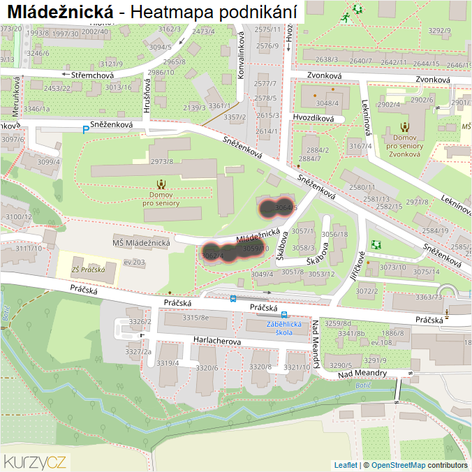 Mapa Mládežnická - Firmy v ulici.