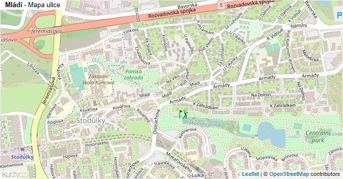 Mládí - mapa ulice