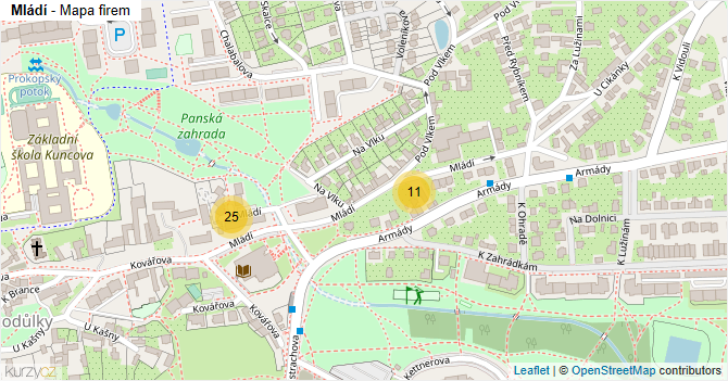 Mládí - mapa firem
