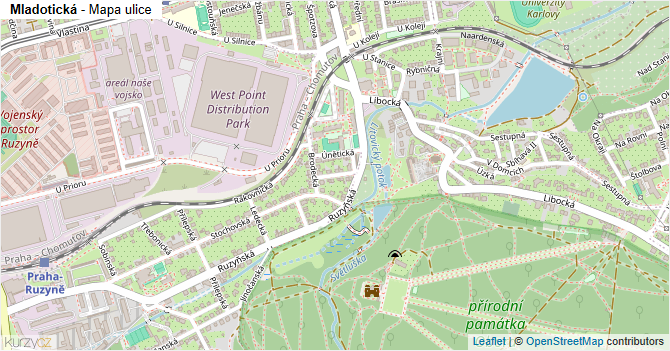 Mladotická - mapa ulice