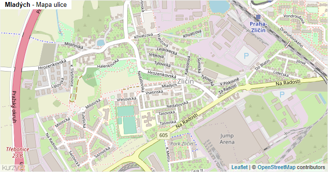 Mladých - mapa ulice