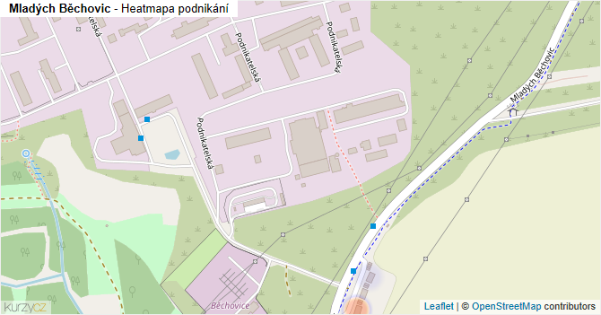 Mladých Běchovic - mapa podnikání