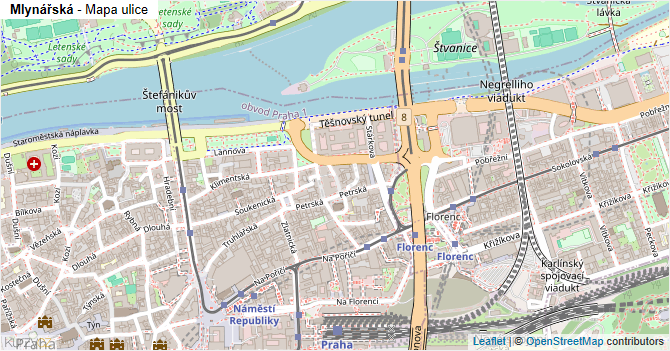 Mlynářská - mapa ulice