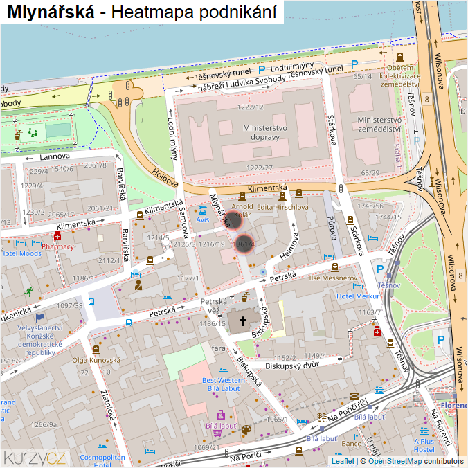 Mapa Mlynářská - Firmy v ulici.