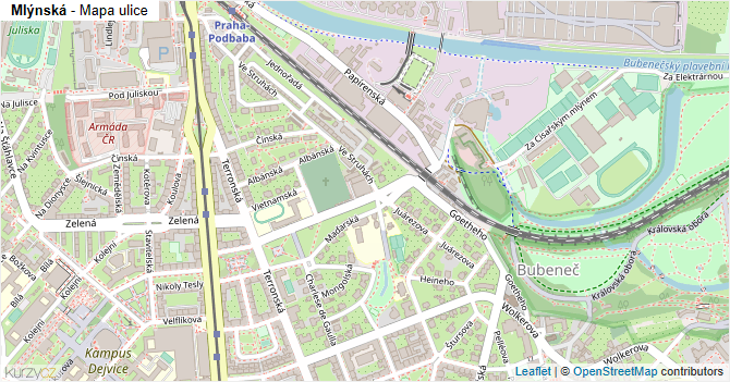 Mlýnská - mapa ulice