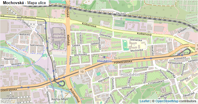 Mochovská - mapa ulice
