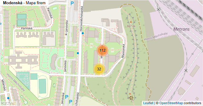 Modenská - mapa firem