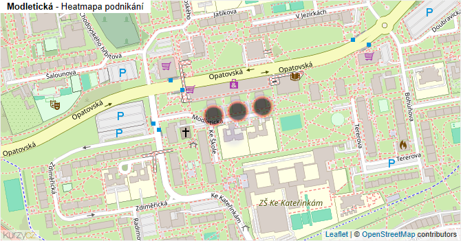 Modletická - mapa podnikání