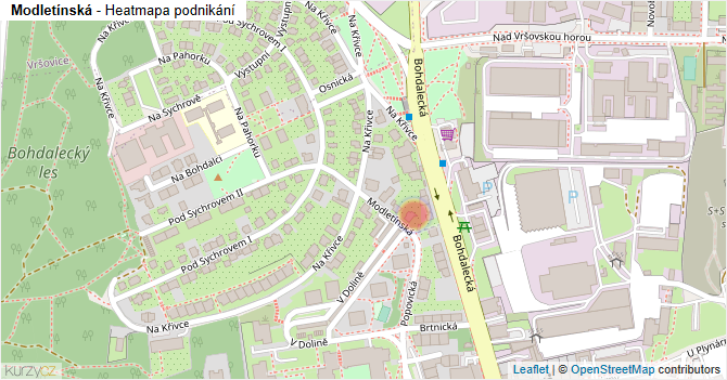 Modletínská - mapa podnikání