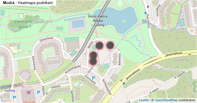 Modrá - mapa podnikání