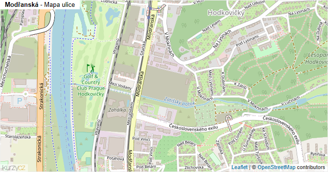 Modřanská - mapa ulice