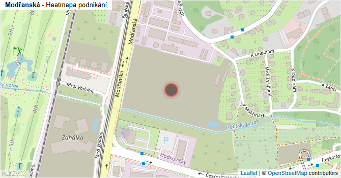 Modřanská - mapa podnikání