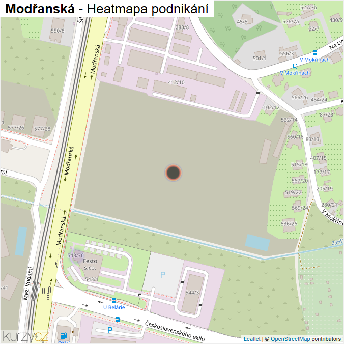 Mapa Modřanská - Firmy v ulici.