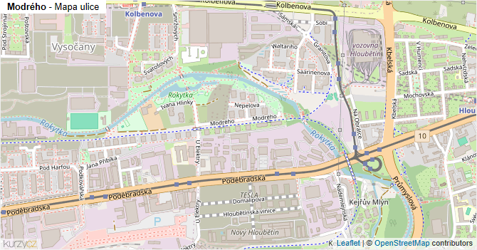 Modrého - mapa ulice
