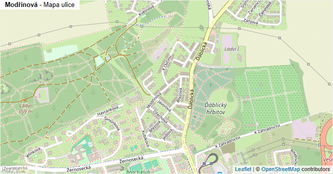 Modřínová - mapa ulice
