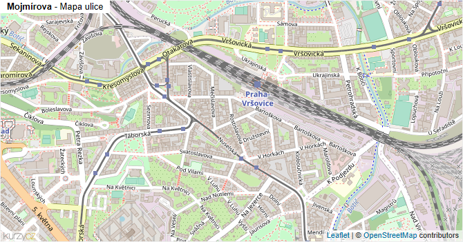 Mojmírova - mapa ulice